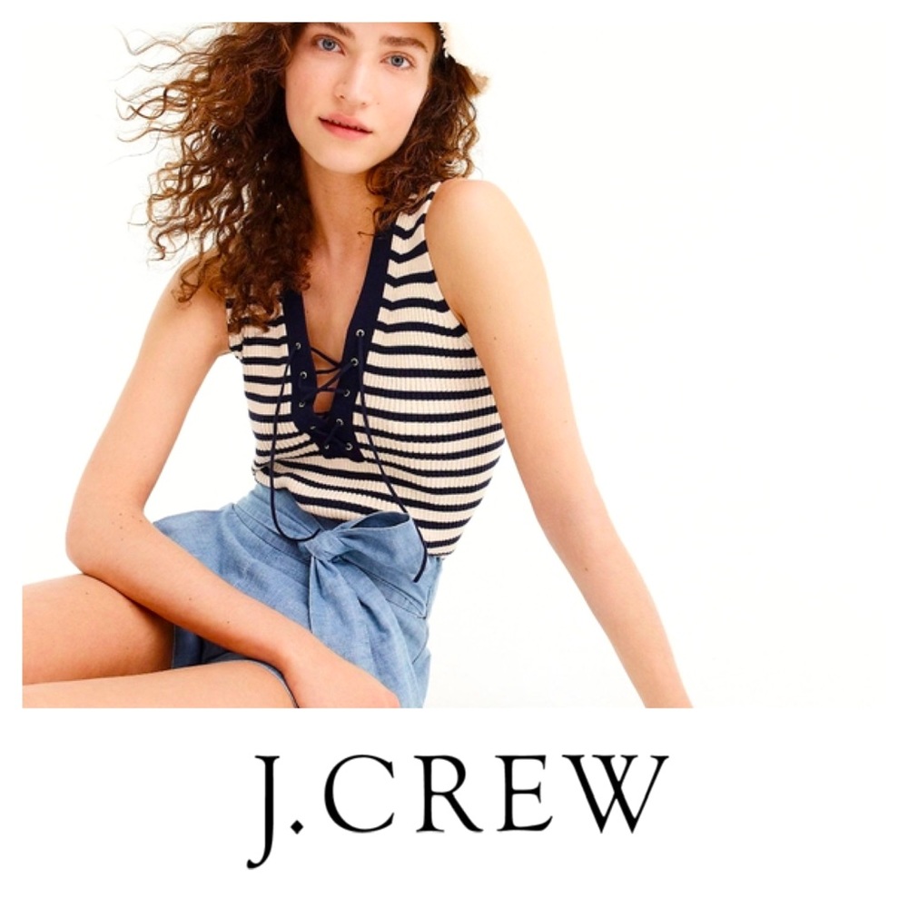 NWT J.Crew Ribbed Lace Up Knit Tank Top